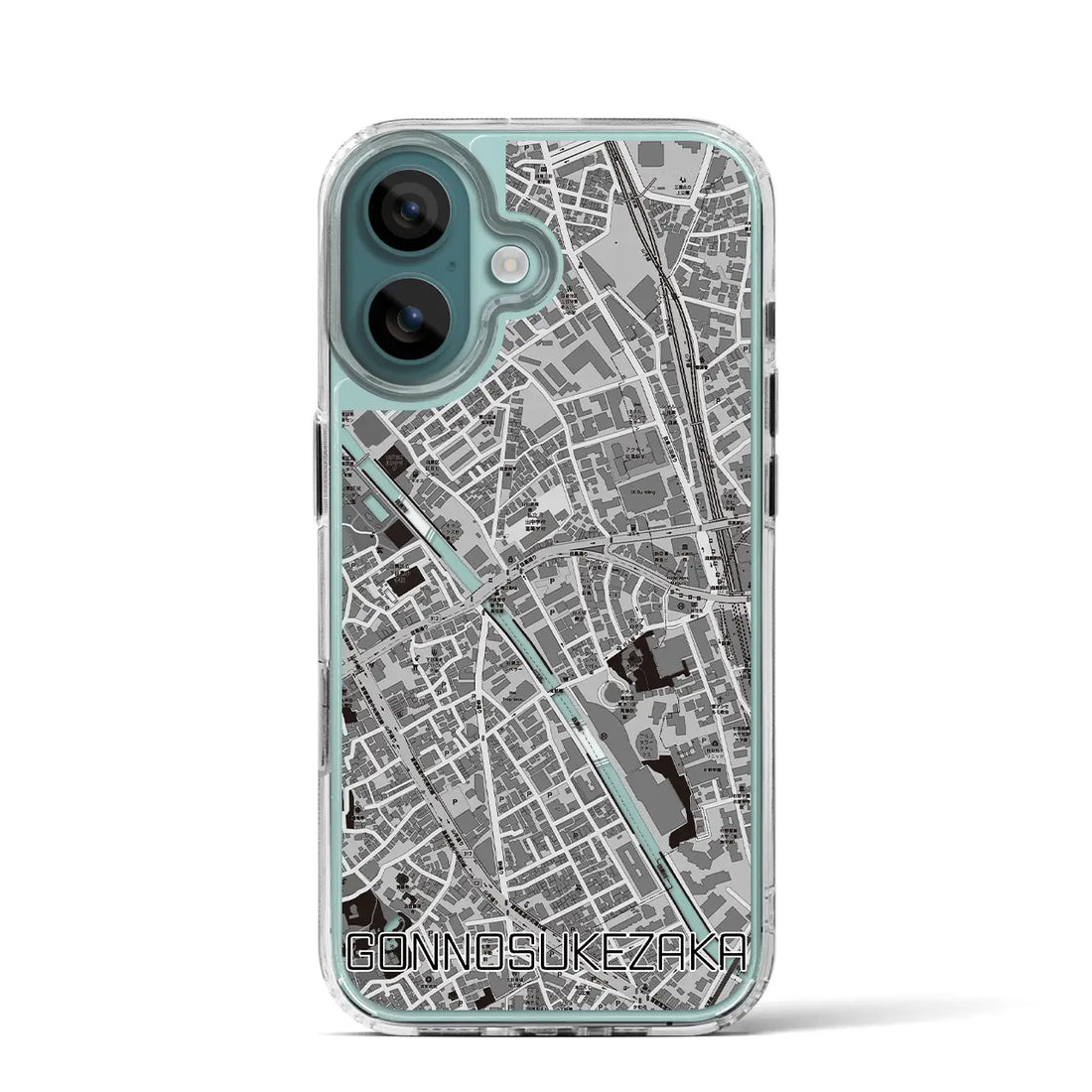 【権之助坂（東京都）】地図柄iPhoneケース（MagSafeタイプ）モノトーン・iPhone 16 Pro 用