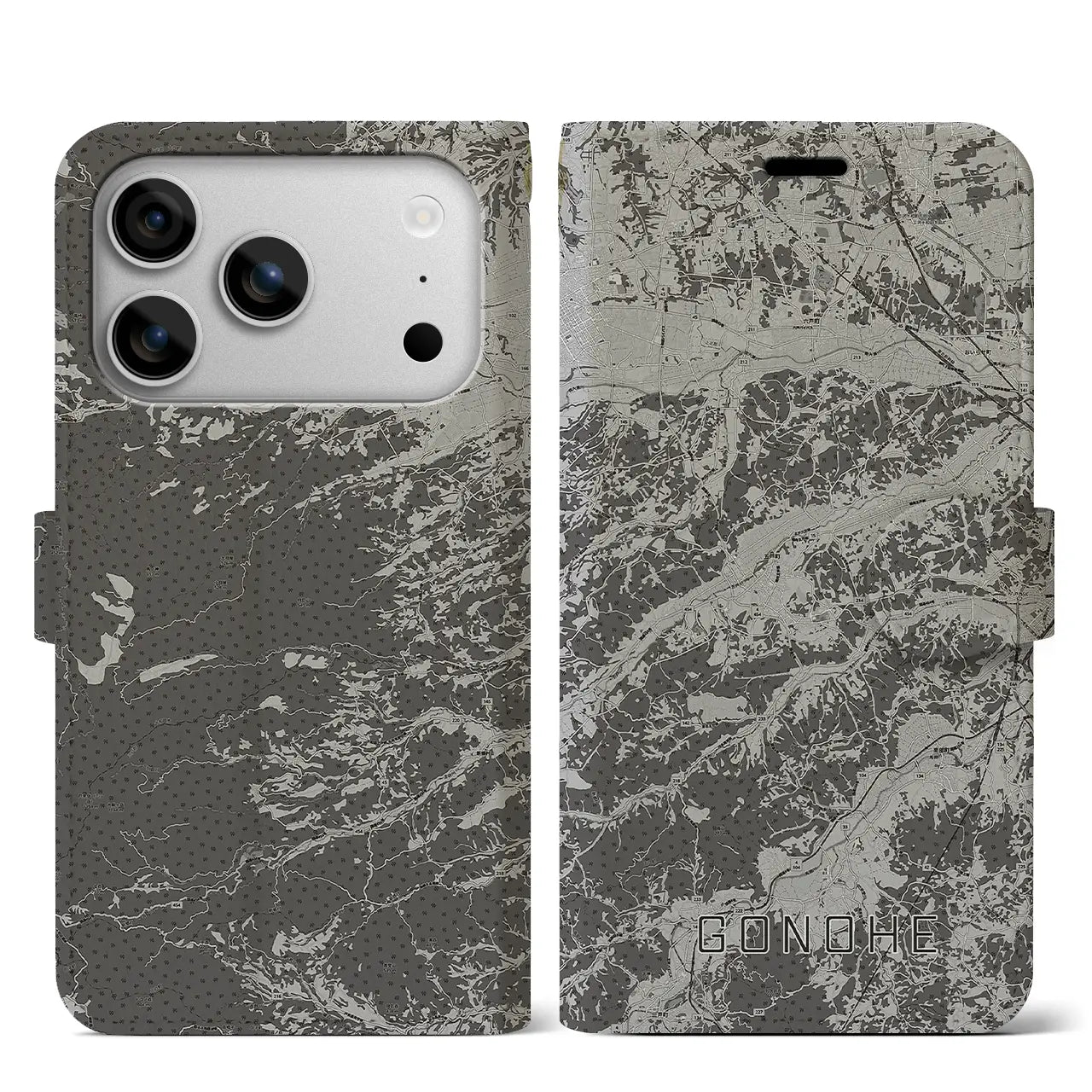 【五戸（青森県）】地図柄iPhoneケース（手帳タイプ）