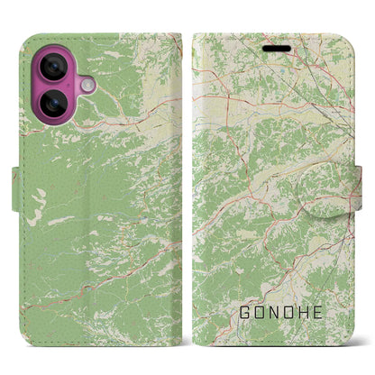 【五戸（青森県）】地図柄iPhoneケース（手帳タイプ）ナチュラル・iPhone 16 Pro 用