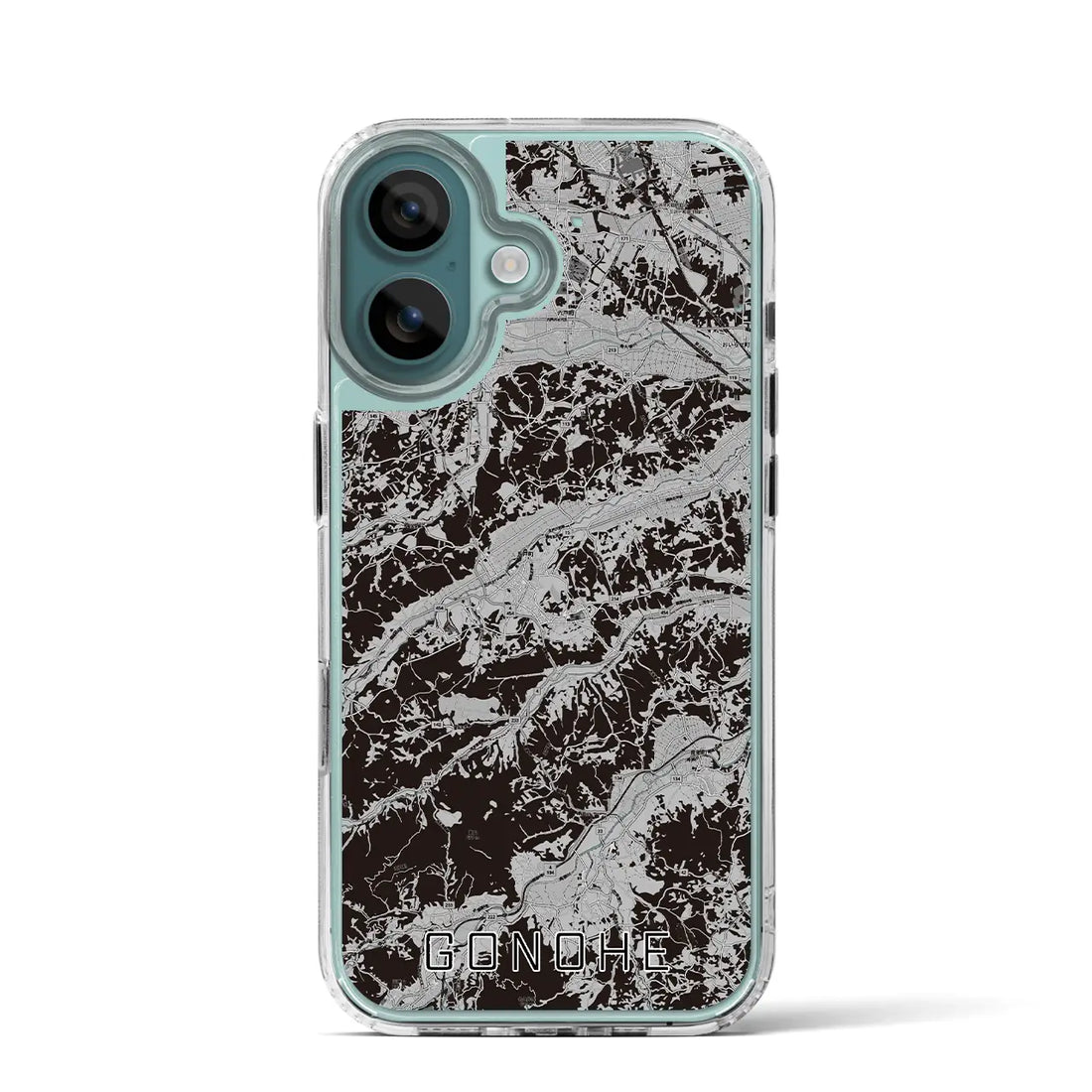 【五戸(青森県)】地図柄iPhoneケース(MagSafeタイプ)モノトーン・iPhone 16 Pro 用