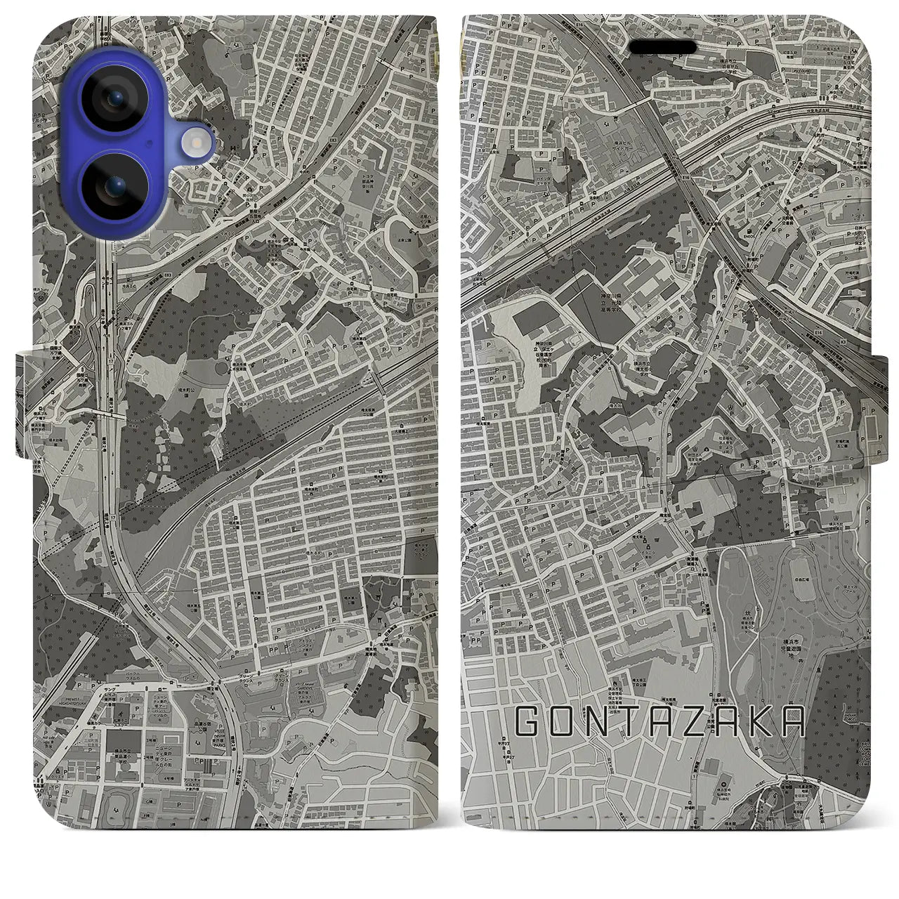 【権太坂（神奈川県）】地図柄iPhoneケース（手帳タイプ）