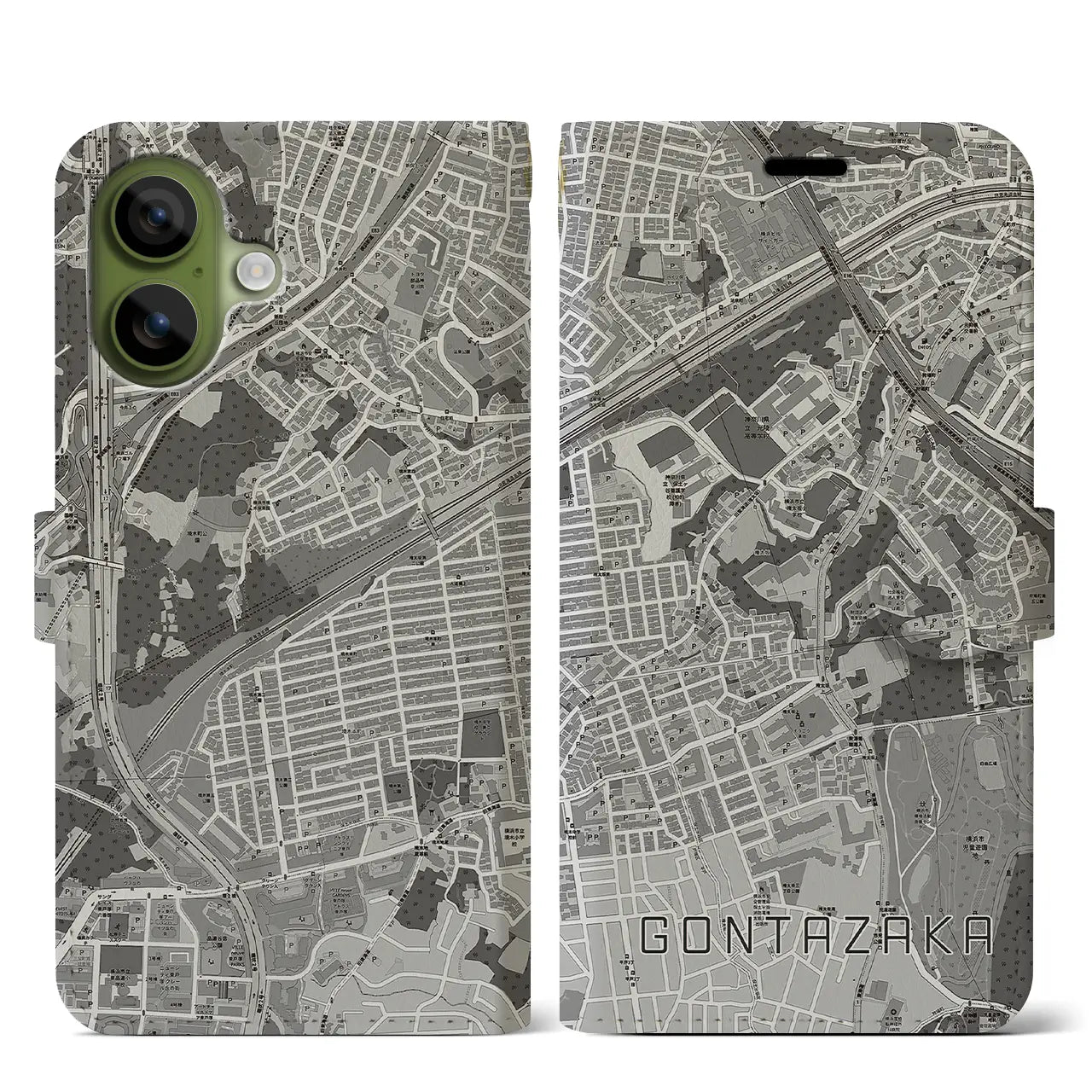 【権太坂（神奈川県）】地図柄iPhoneケース（手帳タイプ）