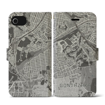 【権太坂（神奈川県）】地図柄iPhoneケース（手帳タイプ）モノトーン・iPhone SE（第3 / 第2世代） / 8 / 7 / 6s / 6 用