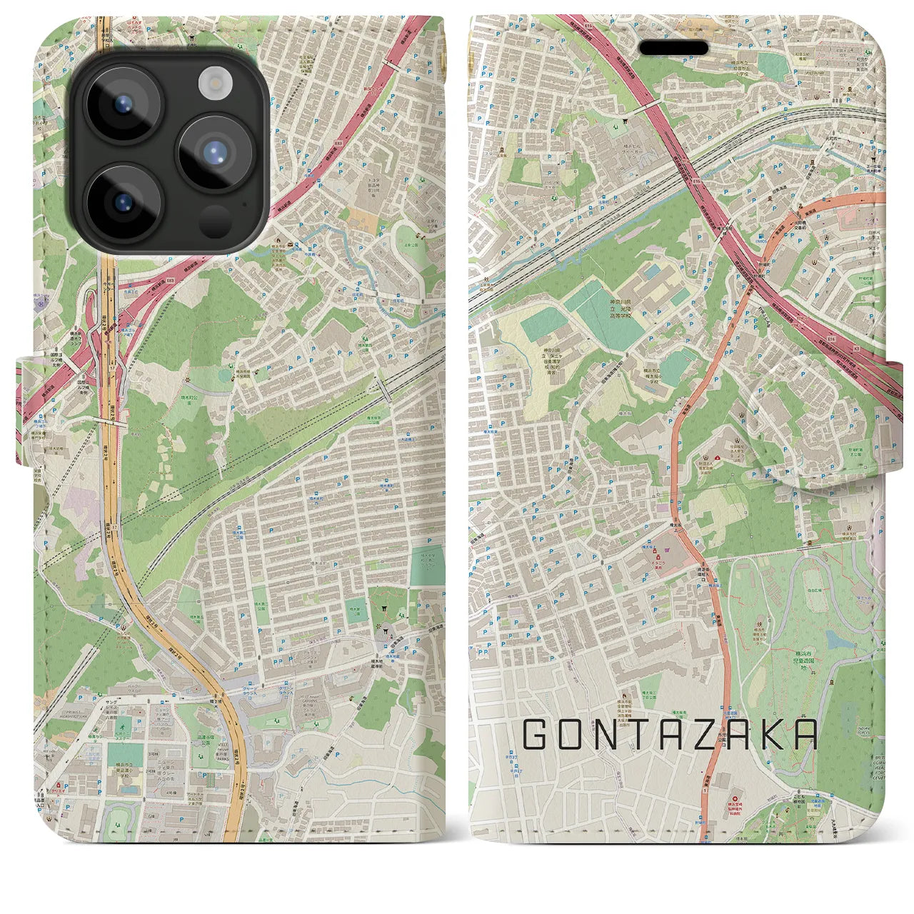 【権太坂（神奈川県）】地図柄iPhoneケース（手帳タイプ）