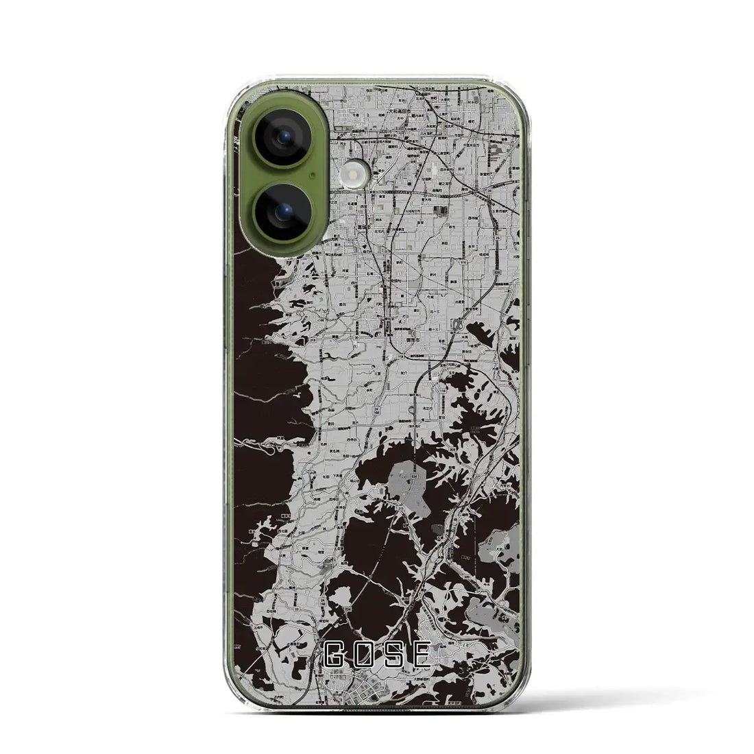 【御所(奈良県)】地図柄iPhoneケース(クリアタイプ)モノトーン・iPhone 17 Pro Max 用