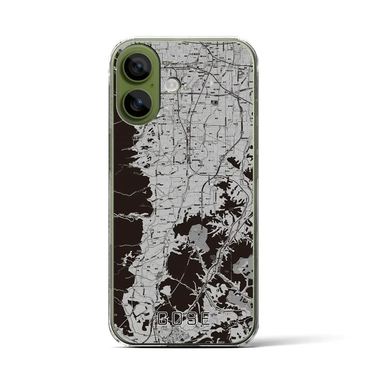 【御所（奈良県）】地図柄iPhoneケース（クリアタイプ）モノトーン・iPhone 17 Pro Max 用