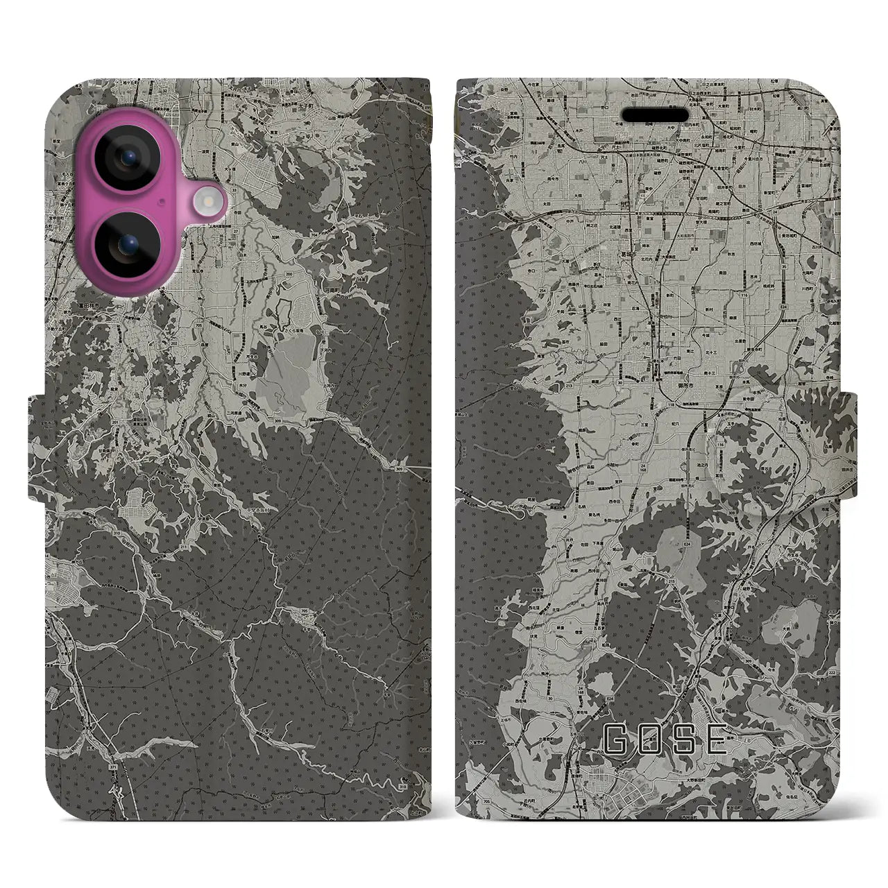 【御所（奈良県）】地図柄iPhoneケース（手帳タイプ）