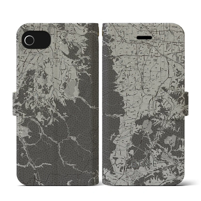 【御所（奈良県）】地図柄iPhoneケース（手帳タイプ）モノトーン・iPhone SE（第3 / 第2世代） / 8 / 7 / 6s / 6 用