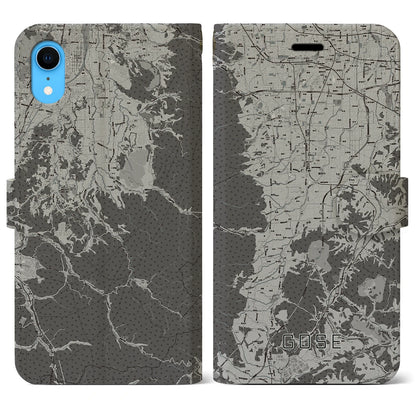 【御所（奈良県）】地図柄iPhoneケース（手帳タイプ）モノトーン・iPhone XR 用
