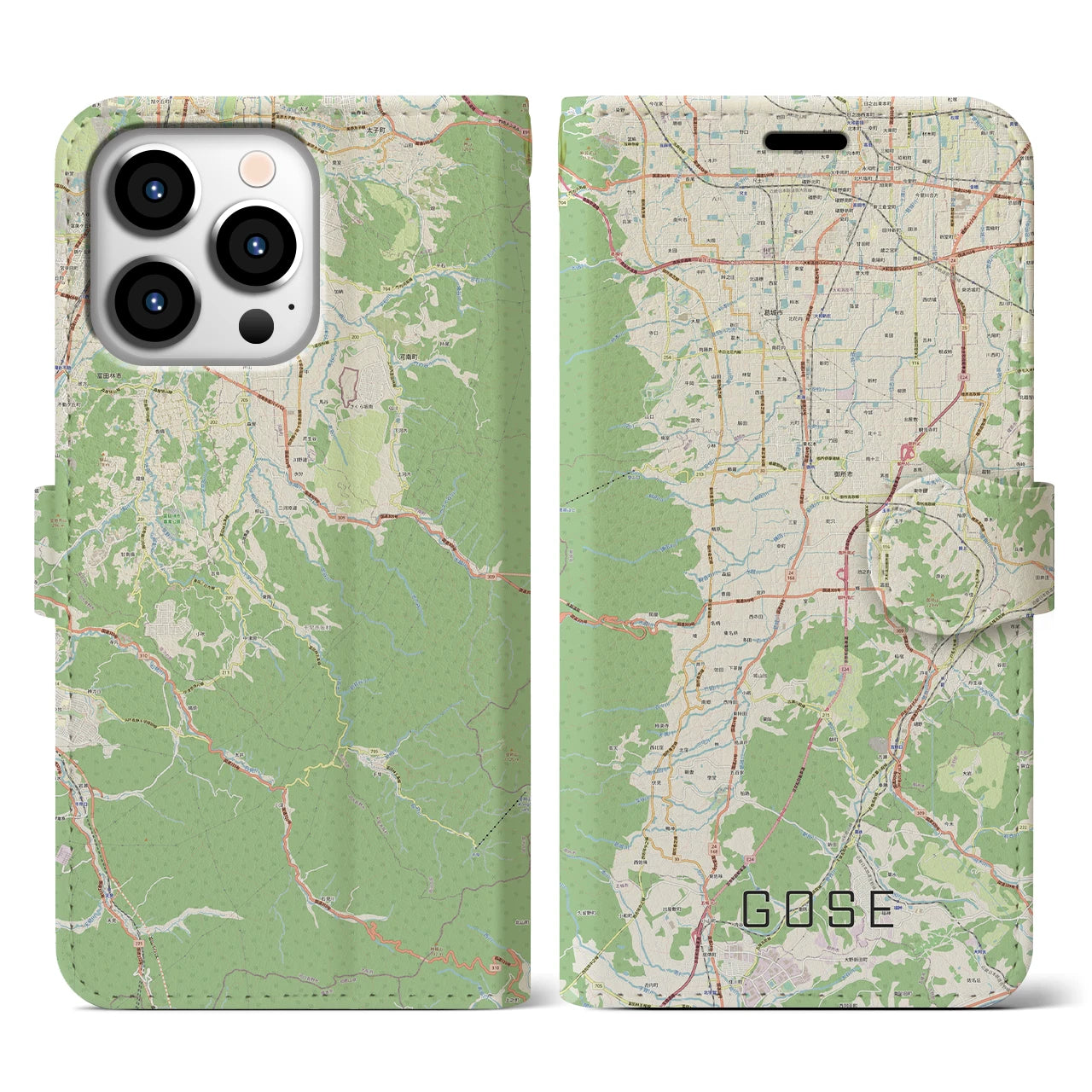 【御所（奈良県）】地図柄iPhoneケース（手帳タイプ）