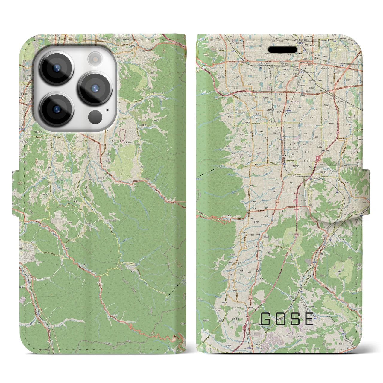 【御所（奈良県）】地図柄iPhoneケース（手帳タイプ）