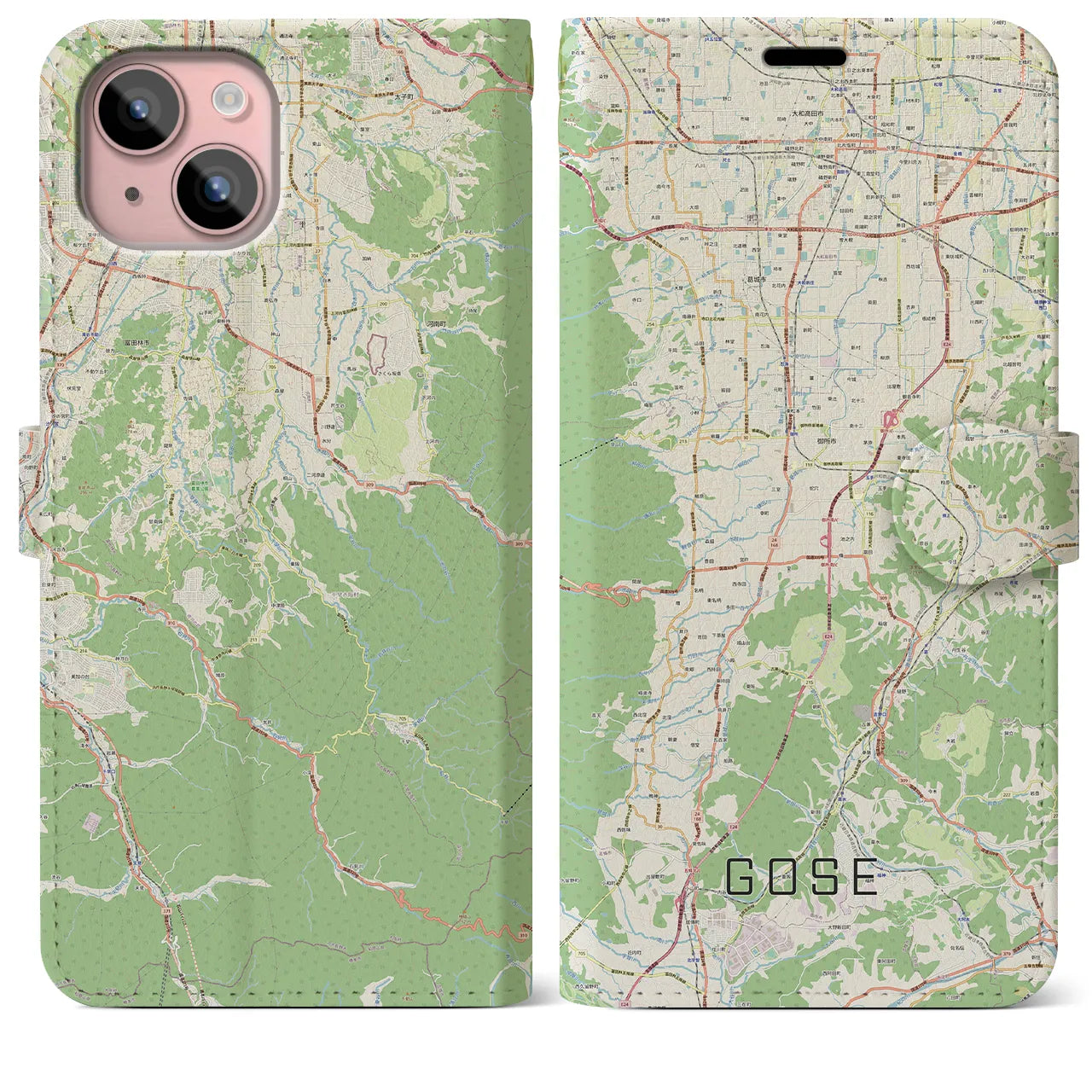 【御所（奈良県）】地図柄iPhoneケース（手帳タイプ）