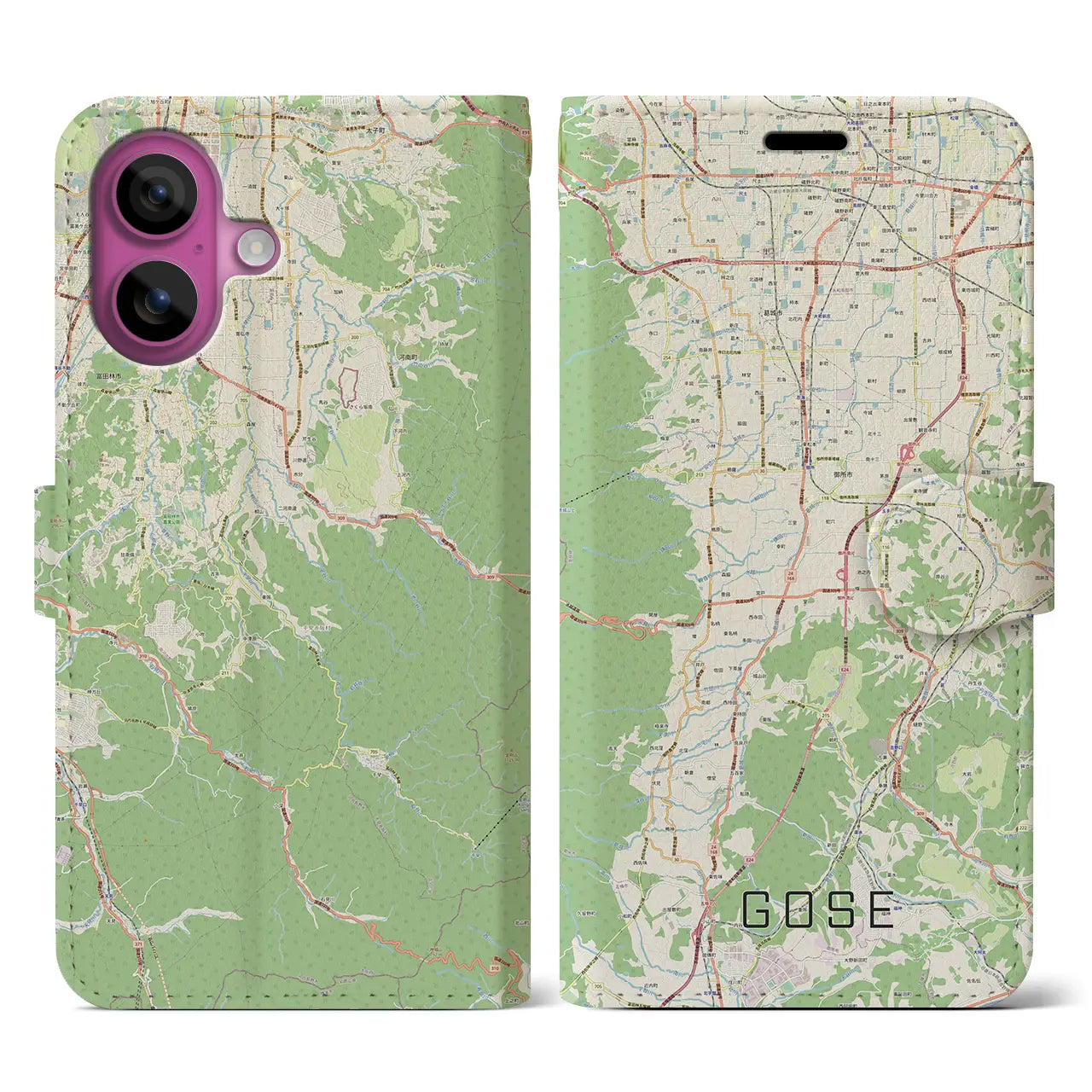 【御所（奈良県）】地図柄iPhoneケース（手帳タイプ）