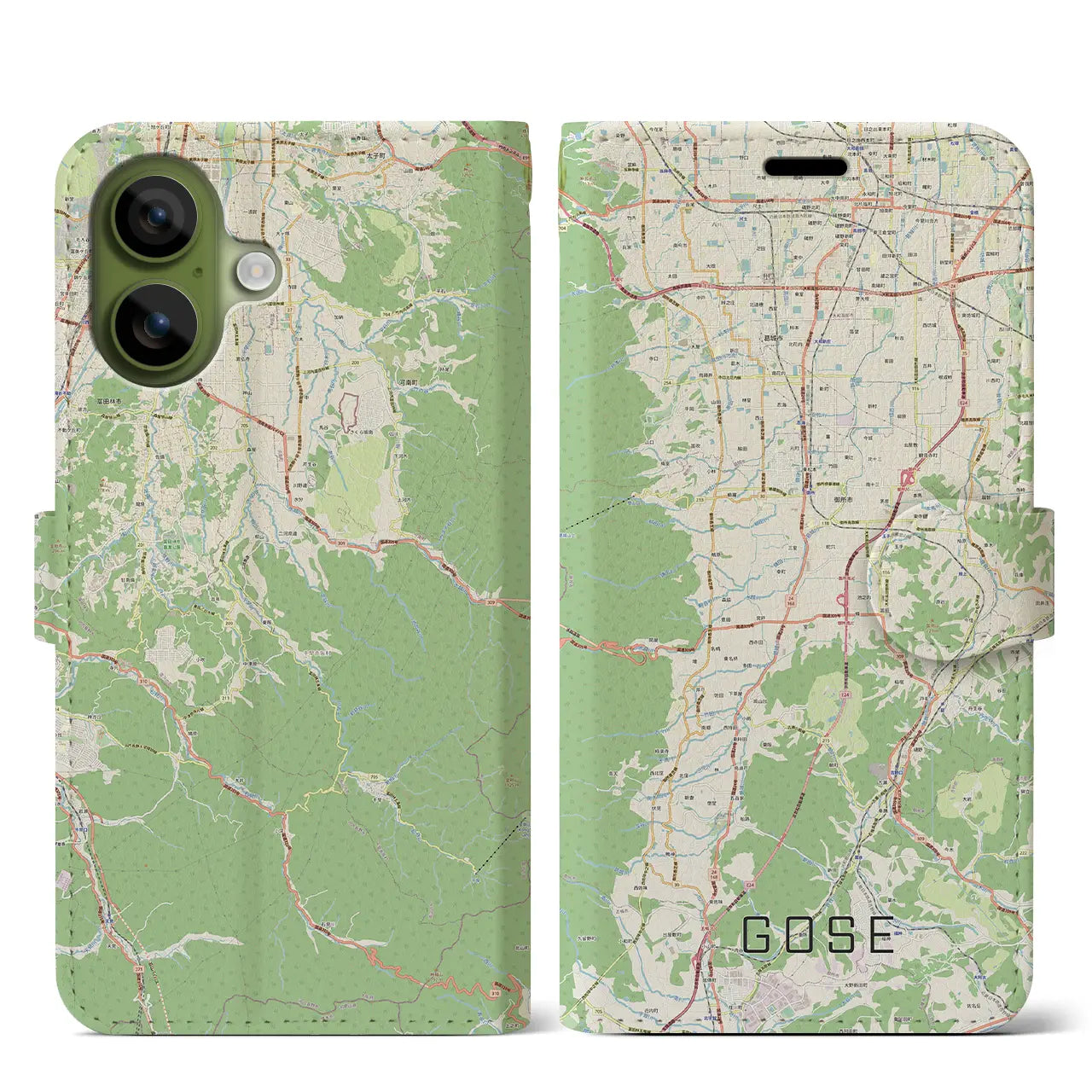 【御所（奈良県）】地図柄iPhoneケース（手帳タイプ）