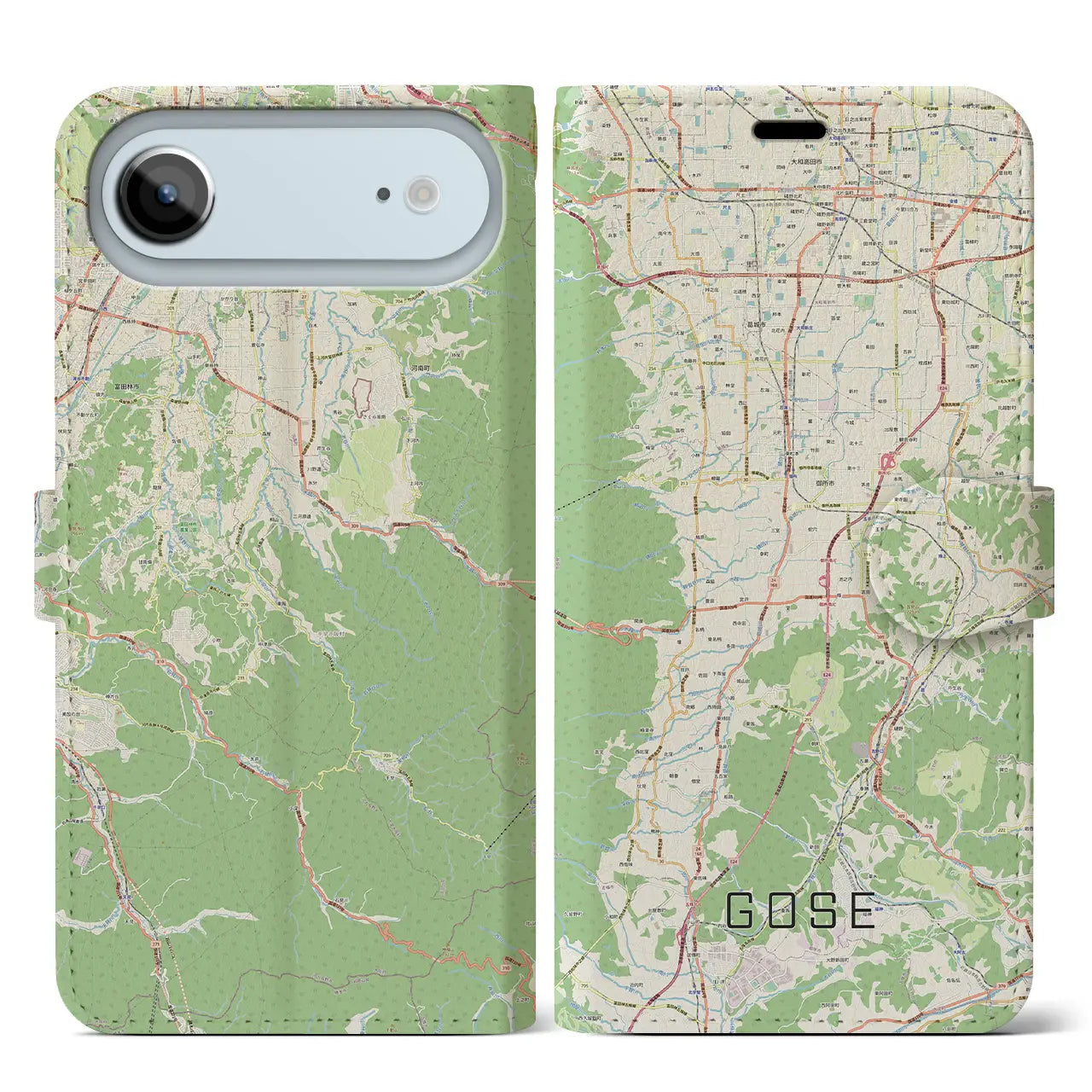 【御所（奈良県）】地図柄iPhoneケース（手帳タイプ）