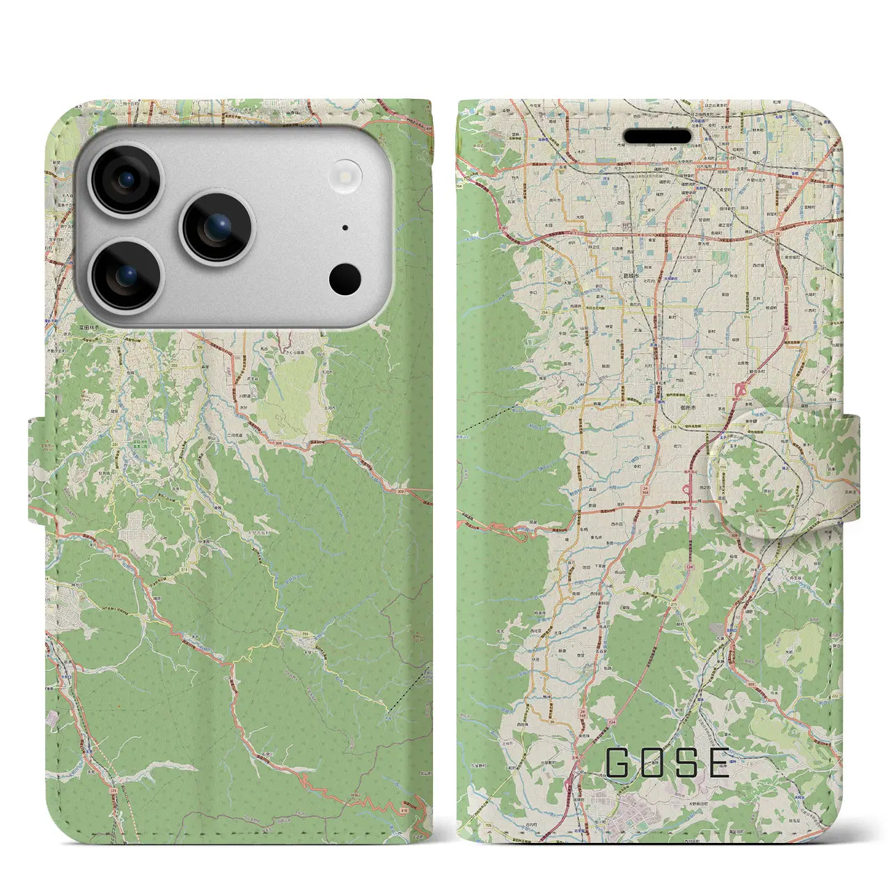 【御所（奈良県）】地図柄iPhoneケース（手帳タイプ）