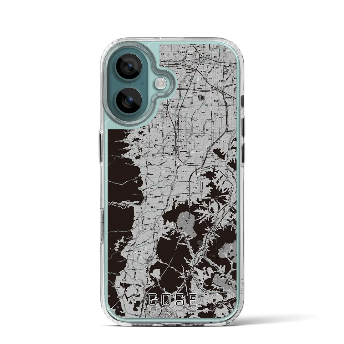 【御所(奈良県)】地図柄iPhoneケース(MagSafeタイプ)モノトーン・iPhone 16 Pro 用
