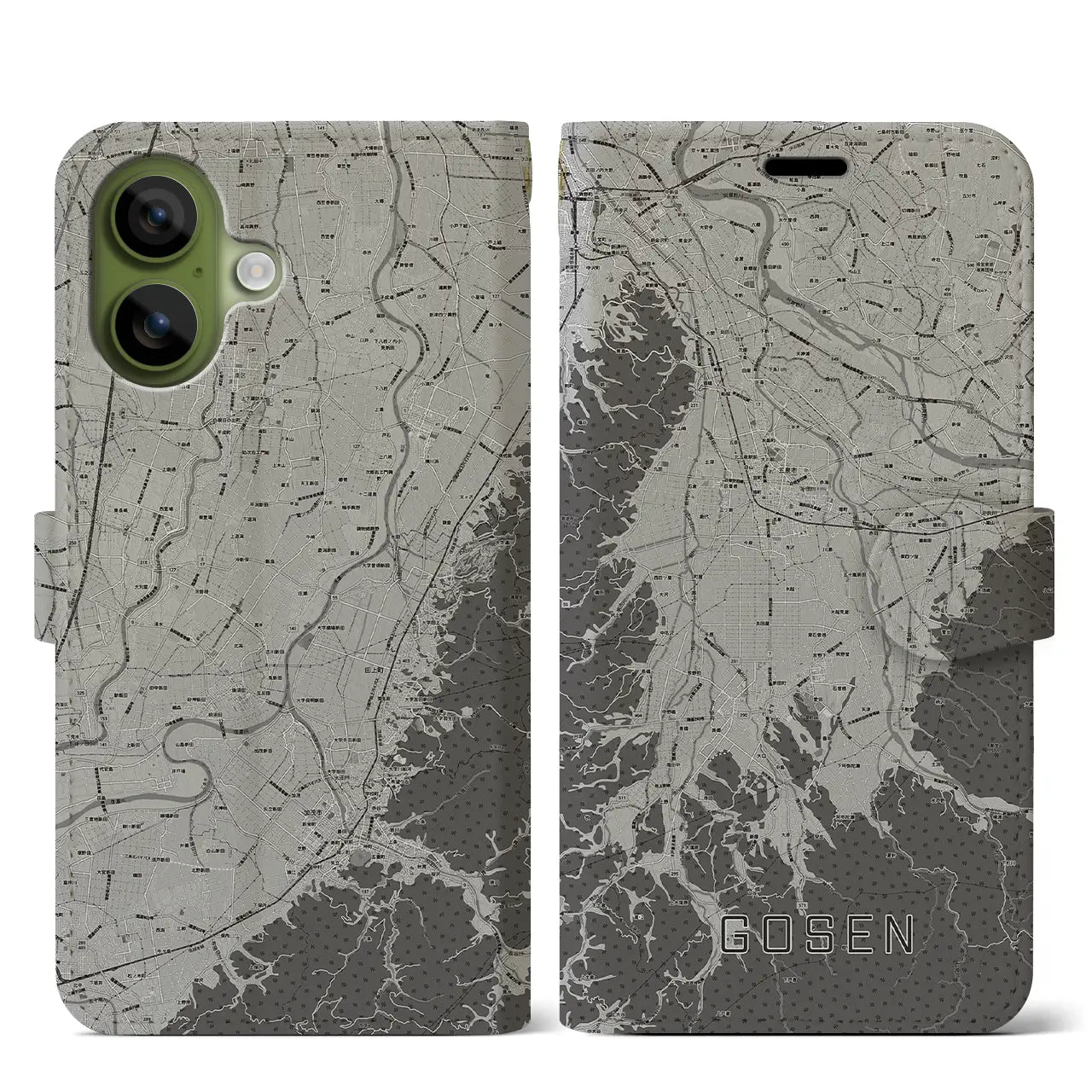 【五泉（新潟県）】地図柄iPhoneケース（手帳タイプ）