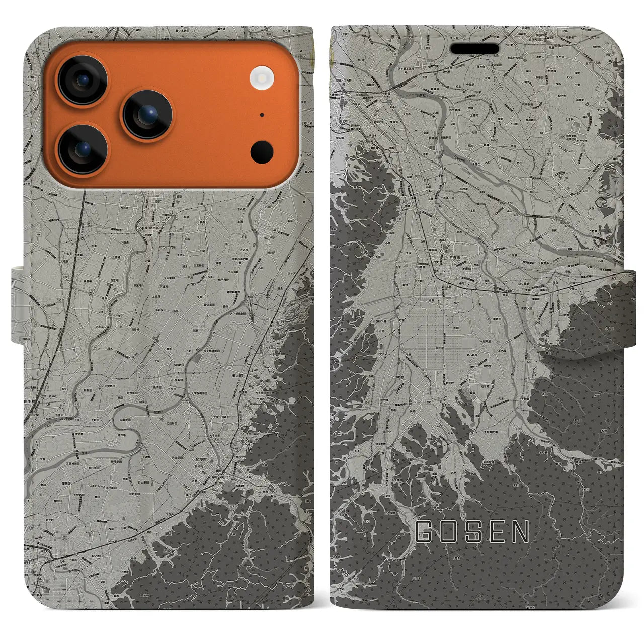 【五泉（新潟県）】地図柄iPhoneケース（手帳タイプ）