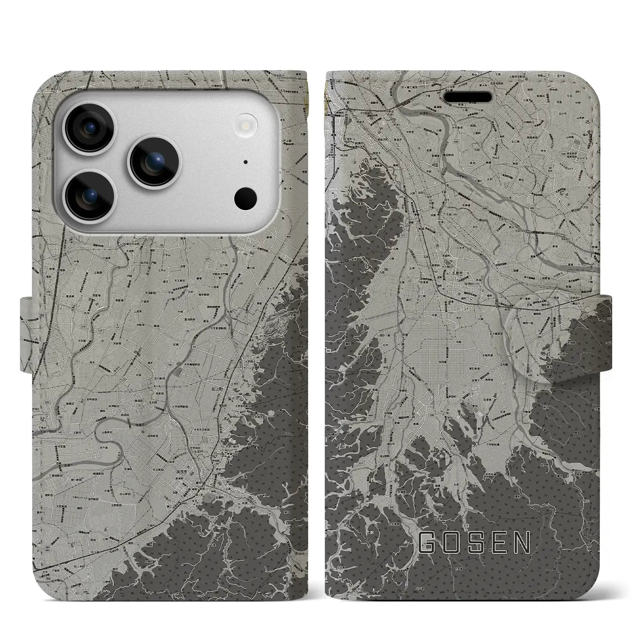 【五泉（新潟県）】地図柄iPhoneケース（手帳タイプ）