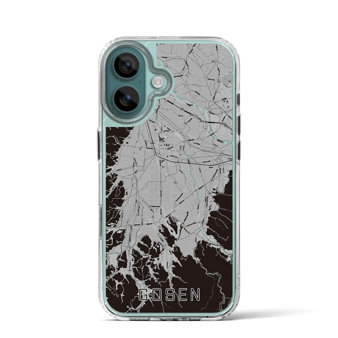 【五泉（新潟県）】地図柄iPhoneケース（MagSafeタイプ）モノトーン・iPhone 16 Pro 用