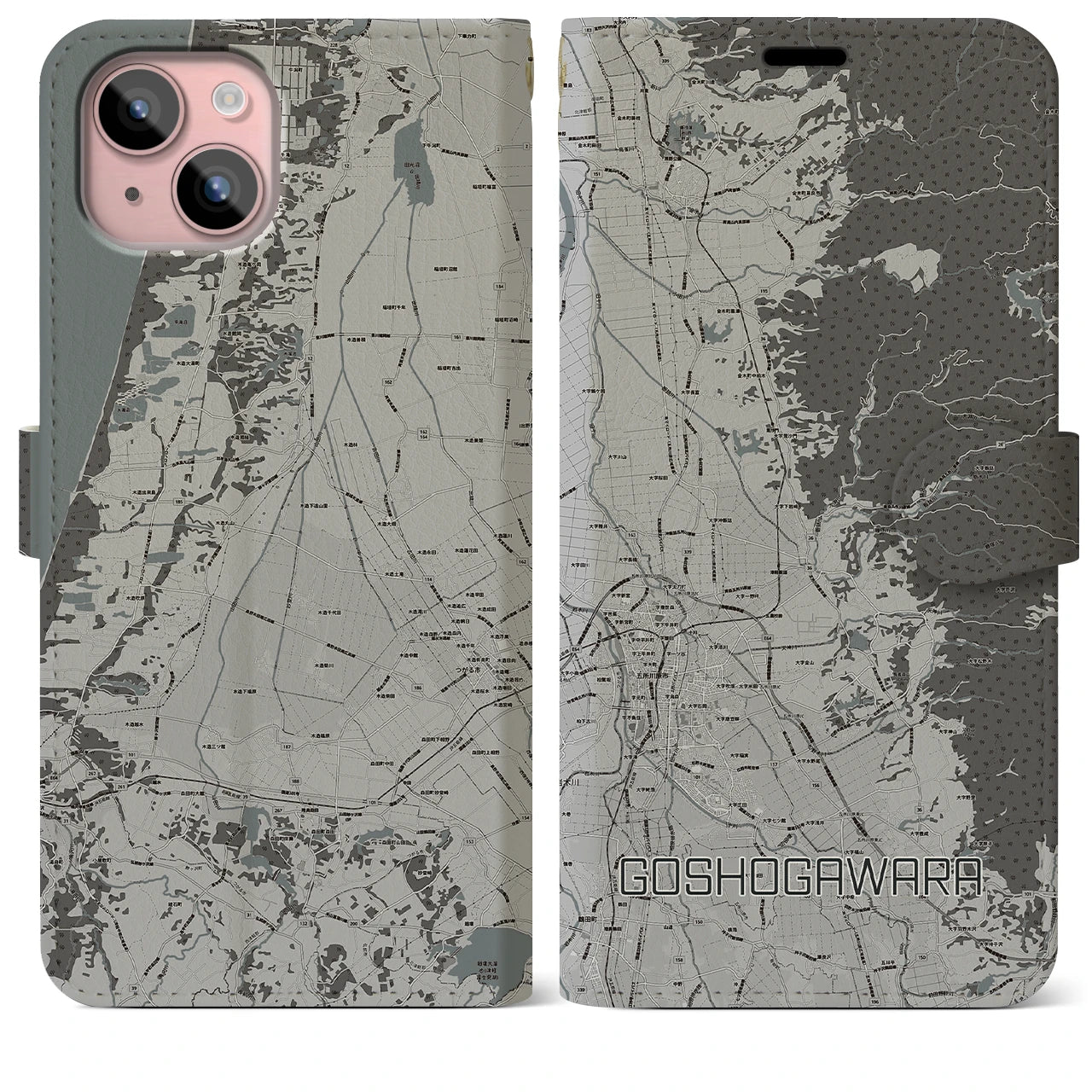 【五所川原（青森県）】地図柄iPhoneケース（手帳タイプ）