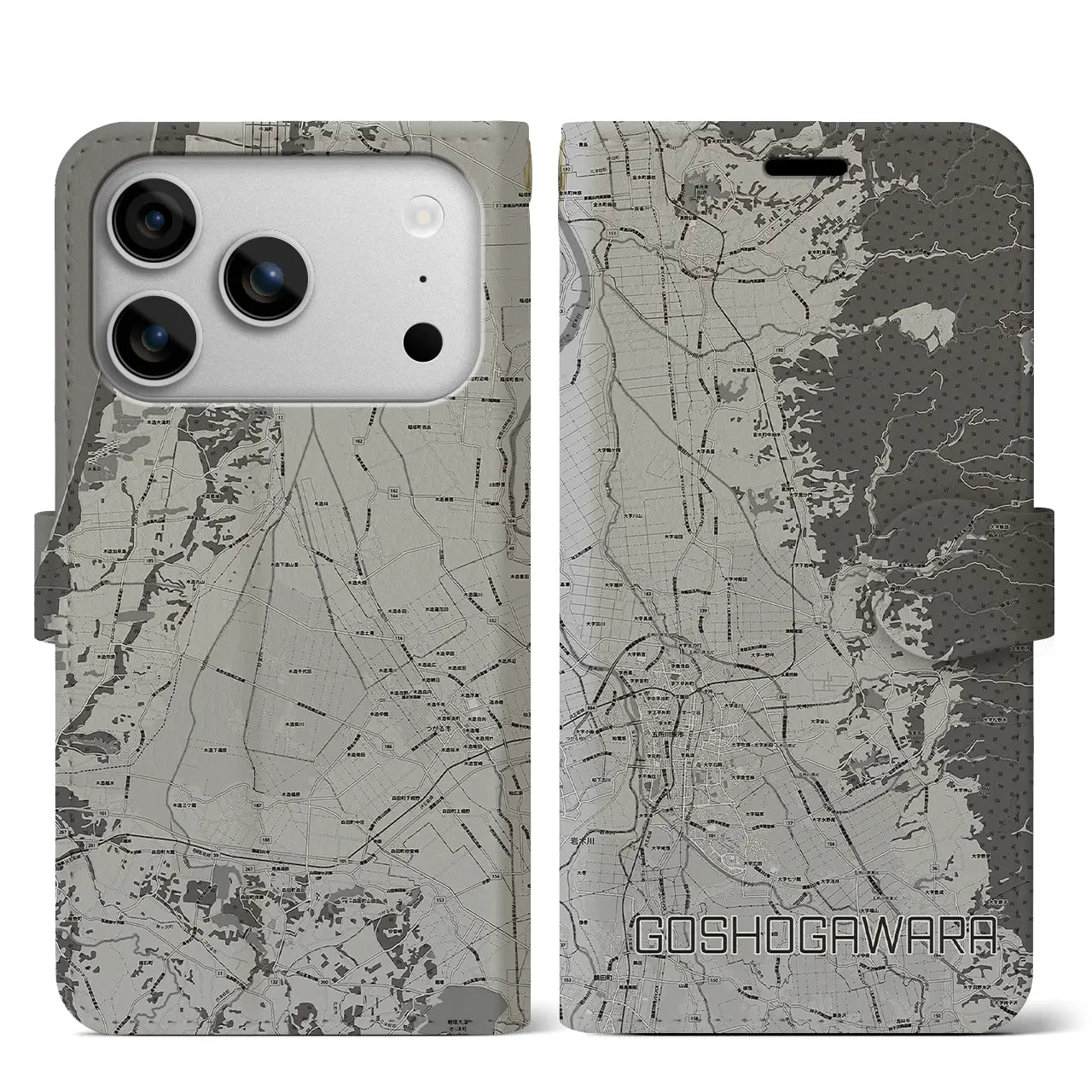 【五所川原（青森県）】地図柄iPhoneケース（手帳タイプ）