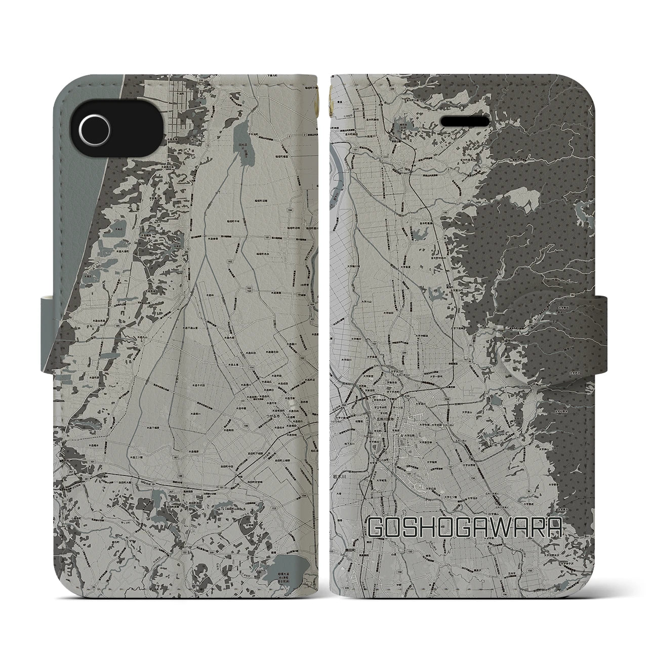 【五所川原（青森県）】地図柄iPhoneケース（手帳タイプ）