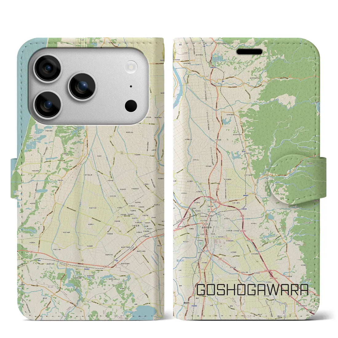 【五所川原(青森県)】地図柄iPhoneケース(手帳タイプ)モノトーン・iPhone 17 Pro Max 用