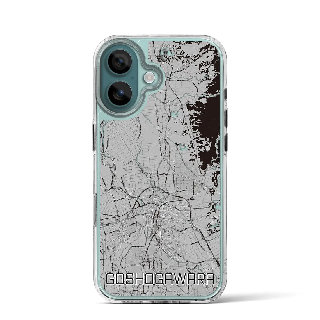 【五所川原(青森県)】地図柄iPhoneケース(MagSafeタイプ)モノトーン・iPhone 16 Pro 用