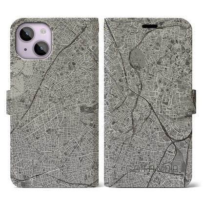 【五反田（東京都）】地図柄iPhoneケース（手帳タイプ）モノトーン・iPhone 14 用