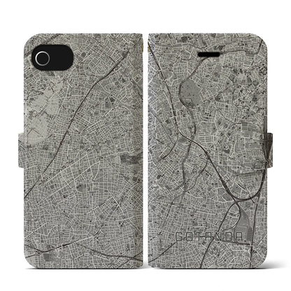 【五反田（東京都）】地図柄iPhoneケース（手帳タイプ）モノトーン・iPhone SE（第3 / 第2世代） / 8 / 7 / 6s / 6 用