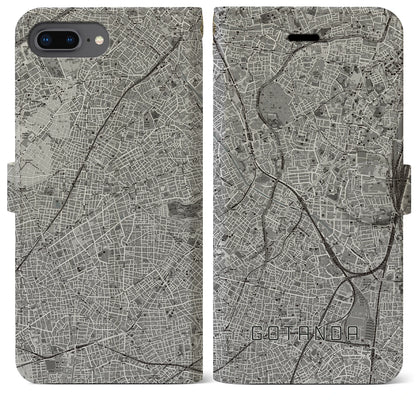 【五反田（東京都）】地図柄iPhoneケース（手帳タイプ）モノトーン・iPhone 8Plus /7Plus / 6sPlus / 6Plus 用