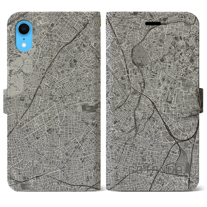 【五反田（東京都）】地図柄iPhoneケース（手帳タイプ）モノトーン・iPhone XR 用