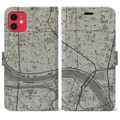 【五反野（東京都）】地図柄iPhoneケース（手帳タイプ）モノトーン・iPhone 11 用