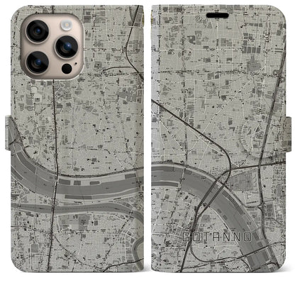 【五反野（東京都）】地図柄iPhoneケース（手帳タイプ）モノトーン・iPhone 16 Plus 用