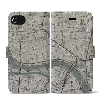 【五反野（東京都）】地図柄iPhoneケース（手帳タイプ）モノトーン・iPhone SE（第3 / 第2世代） / 8 / 7 / 6s / 6 用