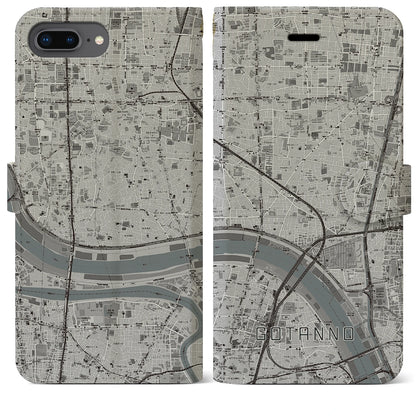 【五反野（東京都）】地図柄iPhoneケース（手帳タイプ）モノトーン・iPhone 8Plus /7Plus / 6sPlus / 6Plus 用