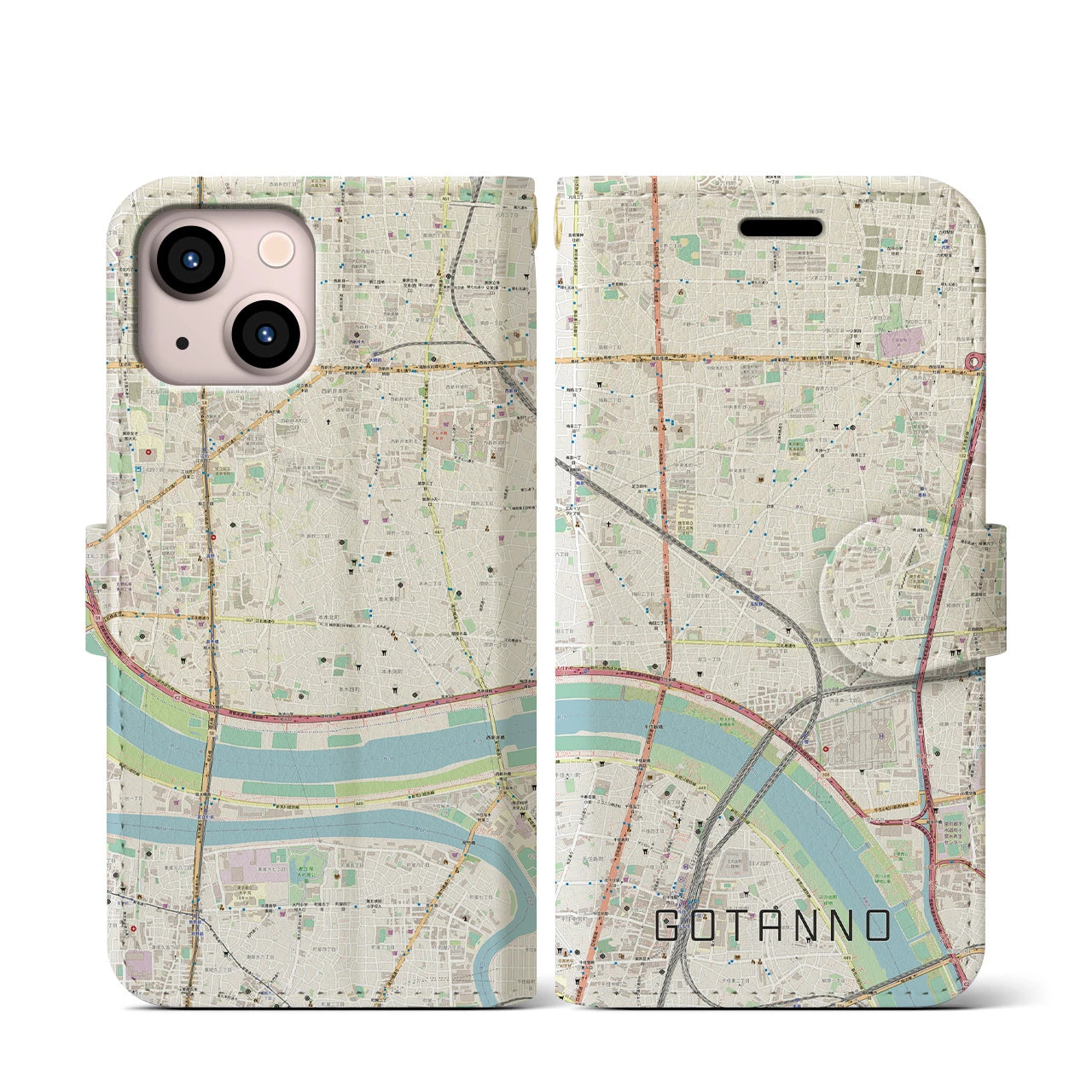 【五反野（東京都）】地図柄iPhoneケース（手帳タイプ）
