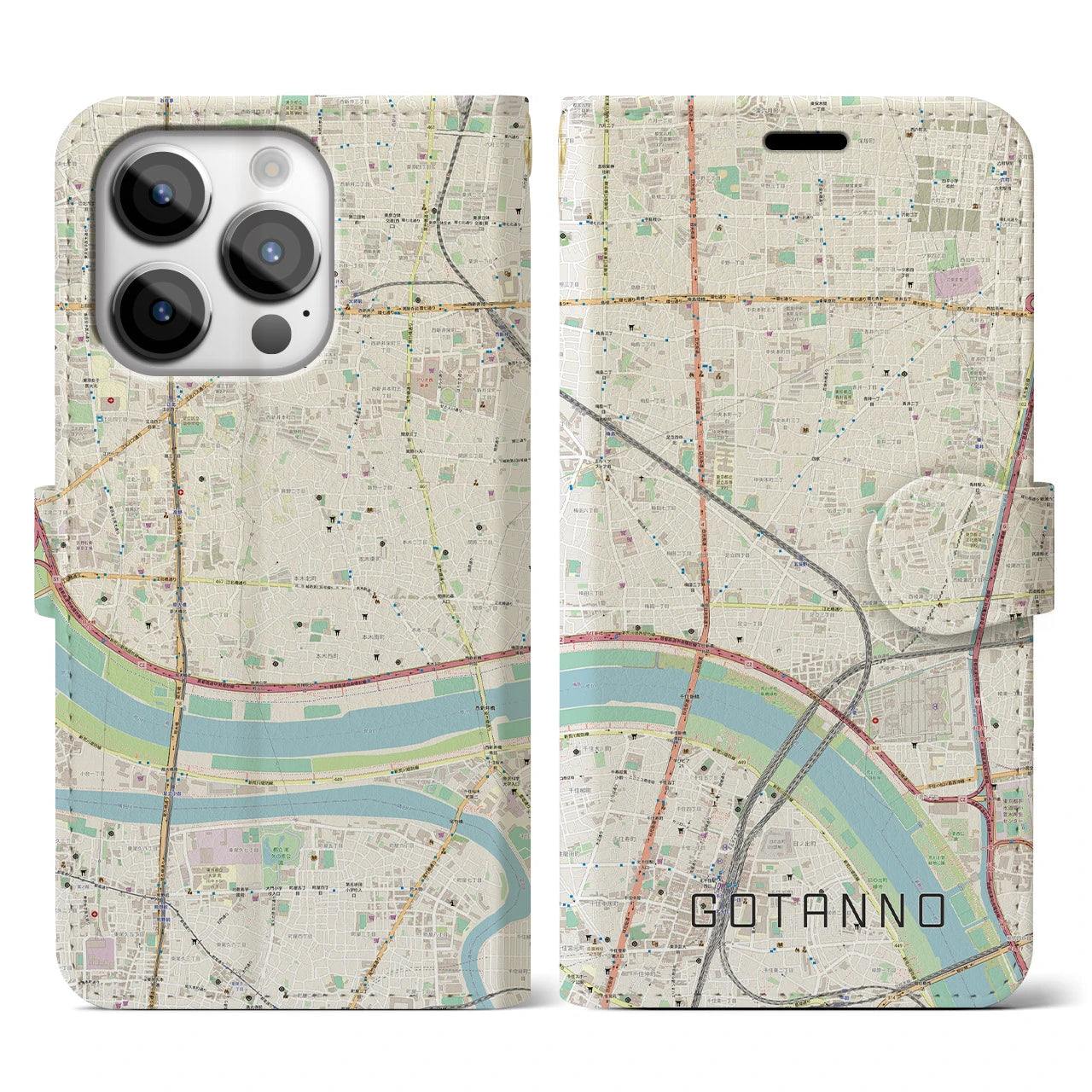 【五反野（東京都）】地図柄iPhoneケース（手帳タイプ）