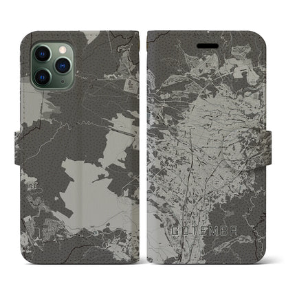 【御殿場（静岡県）】地図柄iPhoneケース（手帳タイプ）モノトーン・iPhone 11 Pro 用