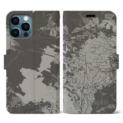 【御殿場（静岡県）】地図柄iPhoneケース（手帳タイプ）モノトーン・iPhone 12 / 12 Pro 用