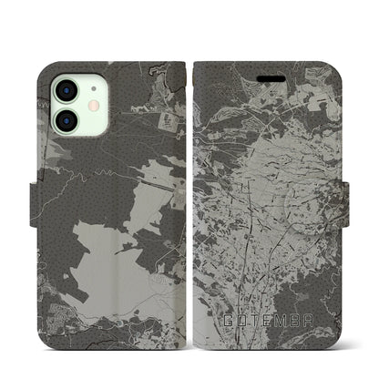 【御殿場（静岡県）】地図柄iPhoneケース（手帳タイプ）モノトーン・iPhone 12 mini 用