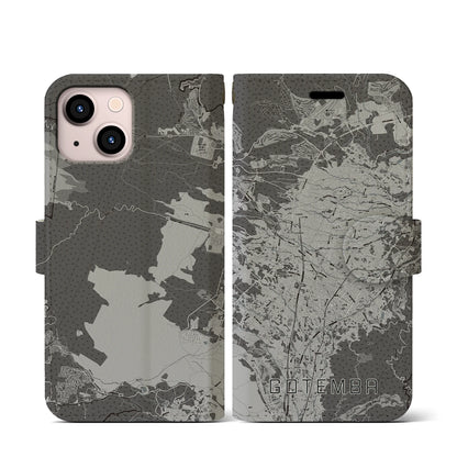 【御殿場（静岡県）】地図柄iPhoneケース（手帳タイプ）モノトーン・iPhone 13 mini 用