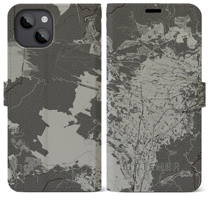 【御殿場（静岡県）】地図柄iPhoneケース（手帳タイプ）モノトーン・iPhone 14 Plus 用