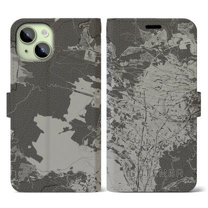 【御殿場（静岡県）】地図柄iPhoneケース（手帳タイプ）モノトーン・iPhone 15 用