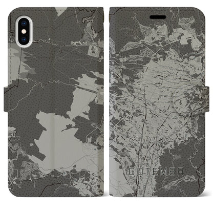 【御殿場（静岡県）】地図柄iPhoneケース（手帳タイプ）モノトーン・iPhone XS Max 用