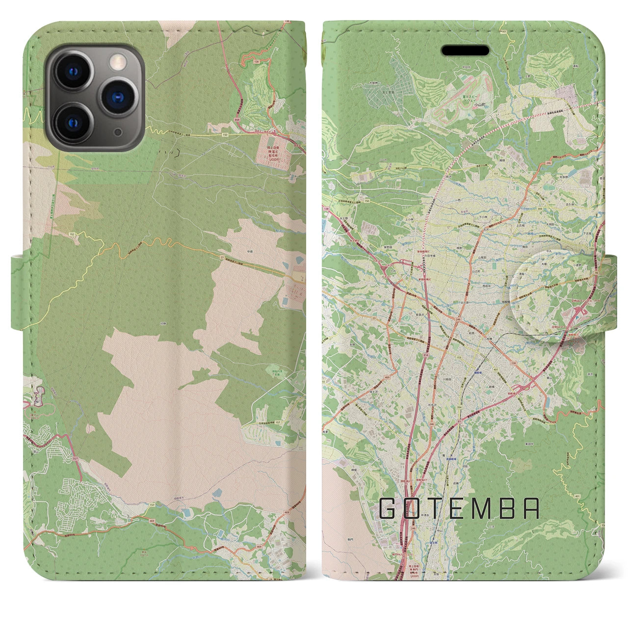 【御殿場】地図柄iPhoneケース（手帳両面タイプ・ナチュラル）iPhone 11 Pro Max 用