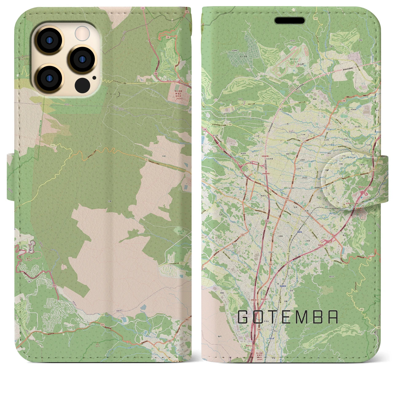 【御殿場】地図柄iPhoneケース（手帳両面タイプ・ナチュラル）iPhone 12 Pro Max 用