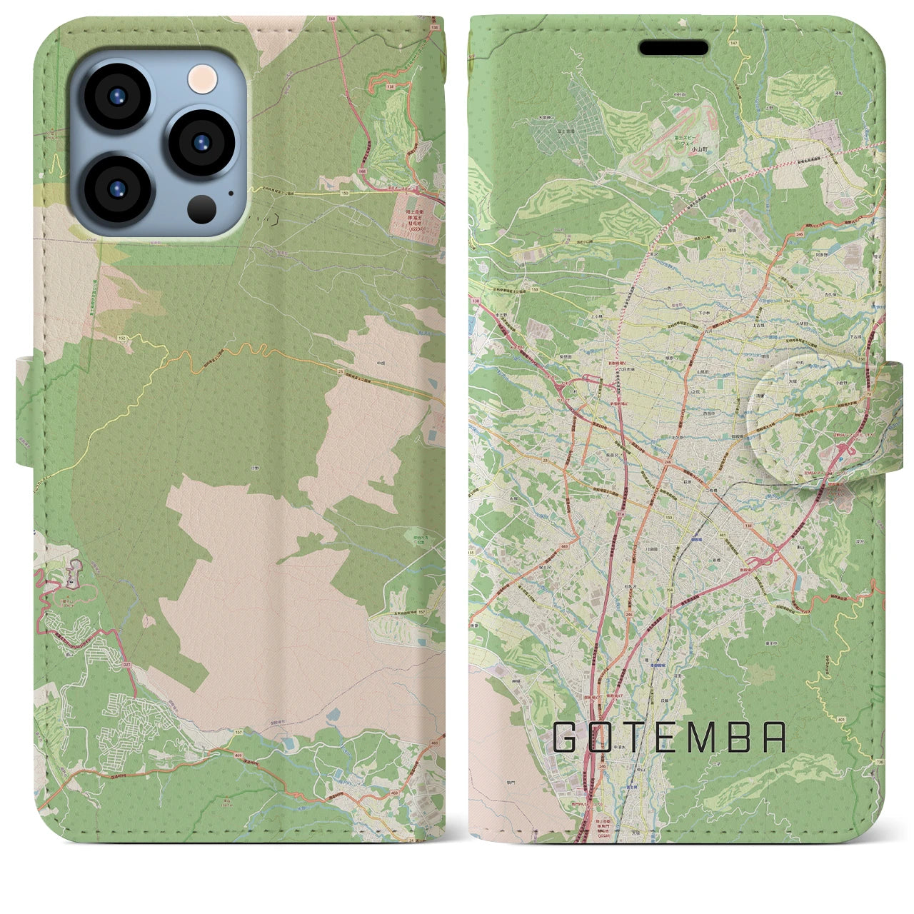 【御殿場】地図柄iPhoneケース（手帳両面タイプ・ナチュラル）iPhone 13 Pro Max 用